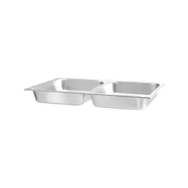 Voedselpan GN 1/1 met 2 compartimenten - RVS - H 6.5 X 32.5 X 53 CM - Hendi - 470190
