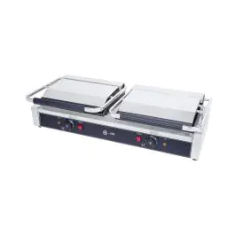 Contactgrill - Dubbel - Glad / RIbbel - RVS - 2 x 230V - G-Line