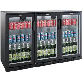 Barkoelkast - 320 Liter - 3-Deurs - Glazen Deur - Geventileerd - Zwart - Combisteel