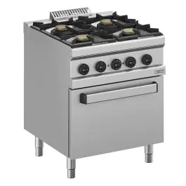 Gasfornuis - 4 Pits - Elektrische Convectie Oven - 1/1 GN - H x 85 x B 70 x D 70 CM - Diamond