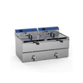Friteuse - Elektrisch - Tafelmodel - Aftapkraan - 2 x 10 Liter - 2 x 400V - G-Line