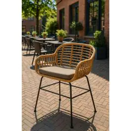 Terrasstoel Janeiro - Gevlocht Rattan - Armleuning - Naturel - G-Line