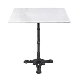 Tafel - Vierkant - 3 Teens - Marmer Wit - Gietijzer - H 72 x B 60 x D 60 CM - G-Line