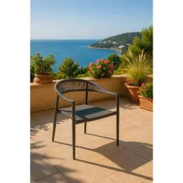 Terrasstoel Joanna - Stapelbaar - Armleuning - Rattan - Antraciet - G-Line