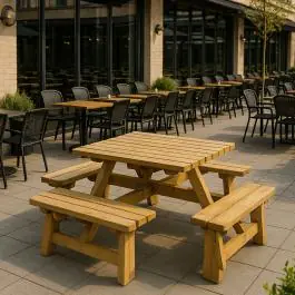 Picknicktafel - Vierkant - Zware Kwaliteit - Hout - B 220 x D 220 CM - G-Line