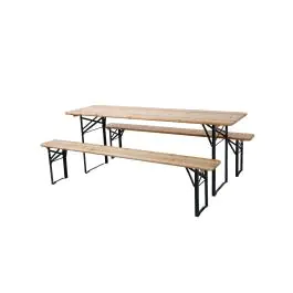 Bierbank Set - Inklapbaar Zwart Onderstel - Naturel - H 50 x B 120 CM - G-Line