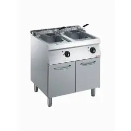 Friteuse - 2 x 14 Liter - Elektrisch - Aftapkraan - Onderstel - Diamond - E17/F28A8-N