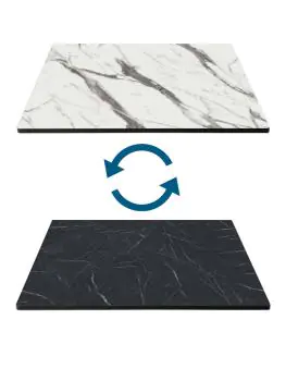 Tafelblad - Marmet Wit & Marmer Zwart - HPL - B 70 x D 70 CM - G-Line