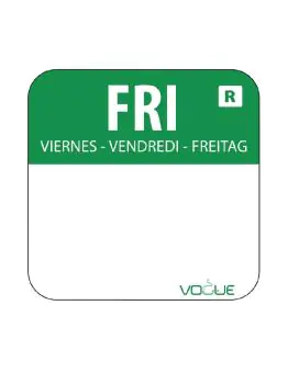 Daglabels - Afneembaar - Vrijdag - 1000 stuks - Groen - H 2.4 x 2.4 CM - Vogue - L935