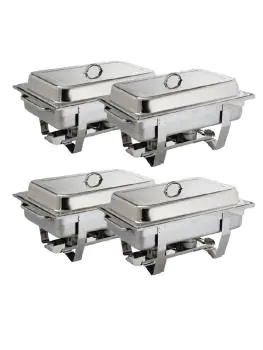Chafing dish set - 1/1 GN - 9 Liter - 4 stuks - Zilver - H 27 x 33.2 x 59 CM - RVS - Olympia - S299