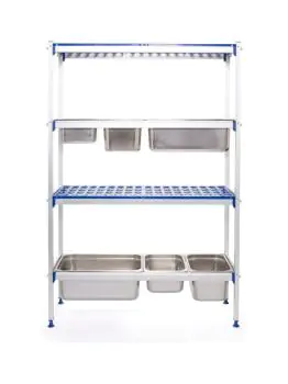 Aluminium opbergrek GN 1/1 - Aluminium Polypropyleen - H 168.5 X 35.5 X 112 CM - Hendi - 812266