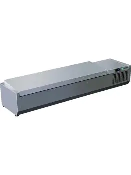 Koelvitrine - 6x 1/3 GN - Deksel - Digitale Temperatuurregeling - RVS - 230V - H 28 x B 140 x D 39.5 CM - Saro - 323-3140