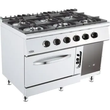 Fornuis - Gas - 6 Pitten - Gasoven - Staand Model - H 90 x B 120 x D 70 CM - Combisteel