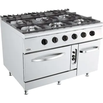 Fornuis - Gas - 6 Pitten - Gasoven - Staand Model - H 90 x B 120 x D 90 CM - Combisteel