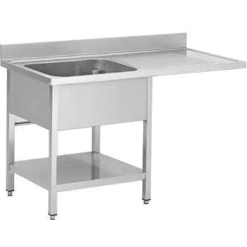 RVS Horeca Spoeltafel Voor Vaatwasser - Demontabel - 1 Bak Links - Met Onderschap - G-Line
