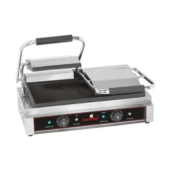 Contactgrill Duettocompact - H 19.3 x 56.6 x 32 CM - 28 KG - 220-240 V - 3600 W - Gietijzer - Geribbeld / Glad - +50°C / +300°C - Caterchef - 688420