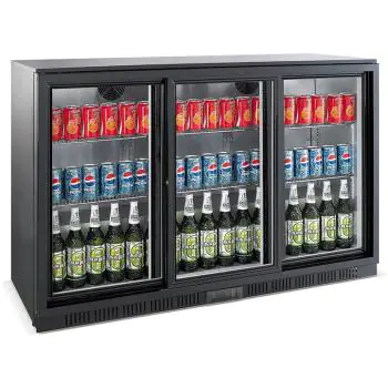 Barkoelkast - 330 Liter - 3-Deurs - Glazen Deur - Geventileerd - Zwart - Combisteel