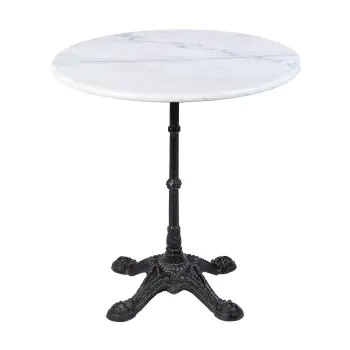 Tafel - Rond - 4 Teens - Marmer Wit - Gietijzer - Ø 80 x H 72 CM - G-Line
