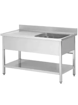 RVS Horeca Spoeltafel - Demontabel - 1 Bak Rechts - Met Onderschap - G-Line