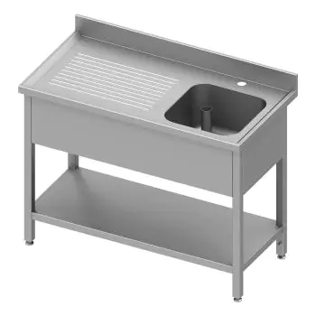 RVS Horeca Spoeltafel - 1 Bak Rechts - Met Onderschap - G-Line