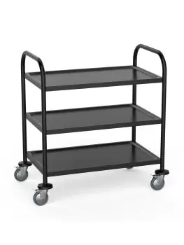 RVS Serveerwagen - 3 Niveaus - Zwart - Extra stevig gelast - G-Line