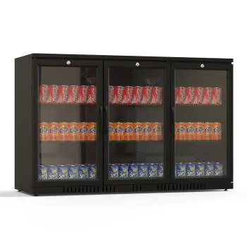 Barkoelkast - 254 Liter - 3-Deurs - Glazen Deur - Geventileerd - Zwart - G-Line