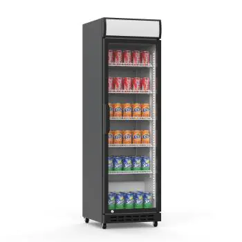 Koelkast - 390 Liter - 1-Deurs - Glazen Deur - Geventileerd - Zwart - G-Line