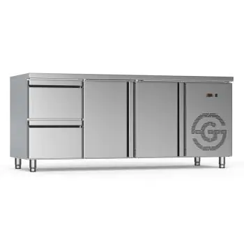 Koelwerkbank - 2-Deurs - 2 Lades - RVS - 230V - H 85 x B 179.2 x D 70 CM - G-Line
