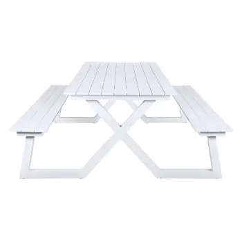 Picknickbank / tafel - Maxa - Wit - Aluminium - 200 Cm - G-Line