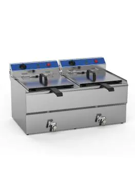 Friteuse - Elektrisch - Tafelmodel - Aftapkraan - 2 x 10 Liter - 2 x 400V - G-Line