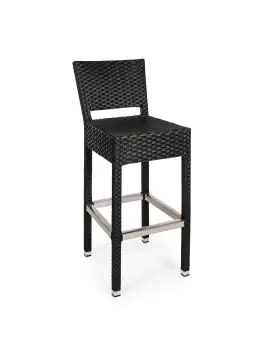 Terras Barkruk Mezza - Rugleuning - Gevlocht - Zwart - Kunststof - G-Line