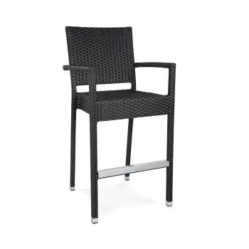 Terras Barkruk Mezza - Armleuning - Gevlocht - Zwart - Kunststof - G-Line