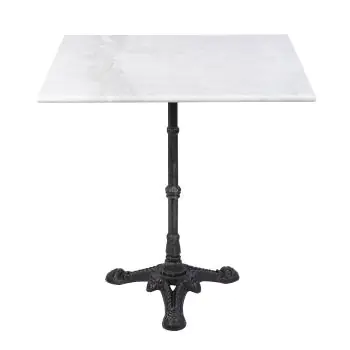 Tafel - Vierkant - 3 Teens - Marmer Wit - Gietijzer - H 72 x B 60 x D 60 CM - G-Line