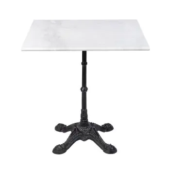 Tafel - Vierkant - 4 Teens - Marmer Wit - Gietijzer - H 72 x B 80 x D 80 CM - G-Line