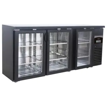 Barkoelkast - 537 Liter - 3-Deurs - Glazen Deur - Geforceerd - Zwart - Combisteel