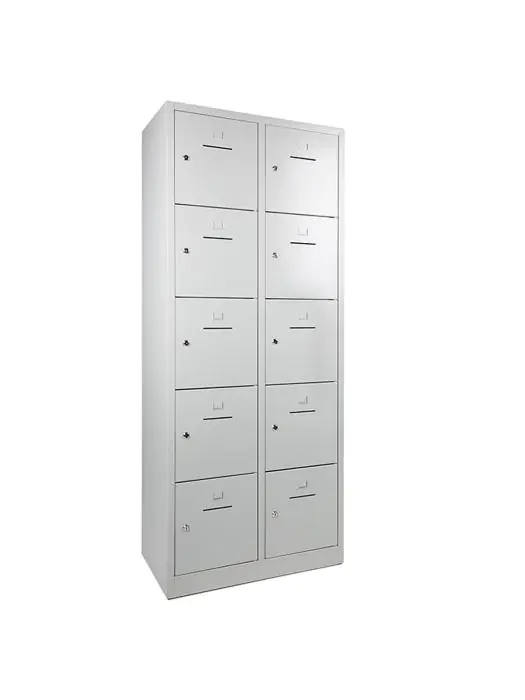 Garderobe Lockerkast - 10 deurs - 190 x 80 x 45 CM - Grijs - Hangoogslot - WRC 64164 €595.00 Garderobe Lockerkasten