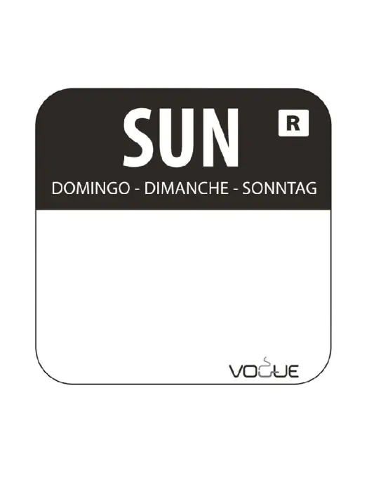 Daglabels - Afneembaar - Zondag - 1000 stuks - Zwart - H 2.4 x 2.4 CM - Vogue - L930 L930 €5.19 Dagstickers