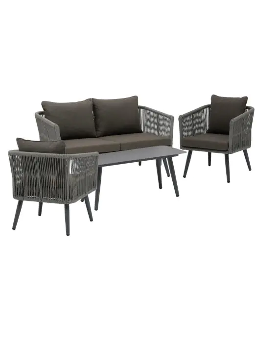 Loungeset Lille - 4-Delig - Antraciet - Rattan - G-Line HW-140804 €499.00 Terrastafel