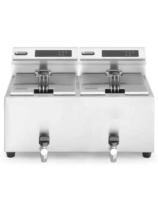 Friteuse Mastercook met aftapkraan digitaal - 2 x 8 l - RVS 180 - H 34.5 X 51.5 X 60.5 CM - Hendi - 207376 207376 €452.15 Friteuses 230 volt