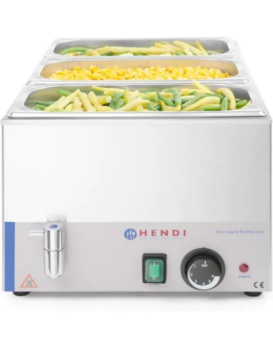 Bain-marie Kitchen Line met wateraftapkraan - RVS - H 25 X 54 X 34 CM - Hendi - H238912 H238912 €112.63 Bain marie tafelmodel