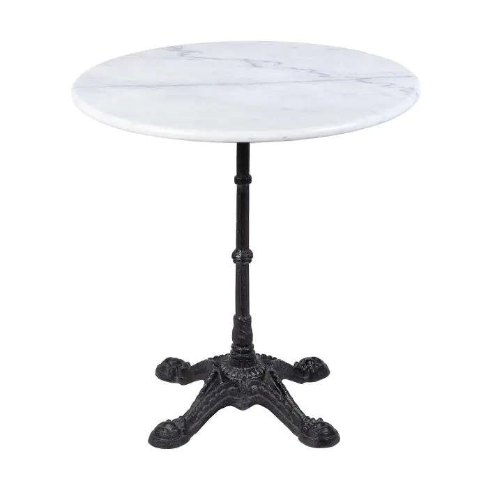 Tafel - Rond - 4 Teens - Marmer Wit - Gietijzer - Ø 80 x H 72 CM - G-Line 75094 €99.95 Terrastafel