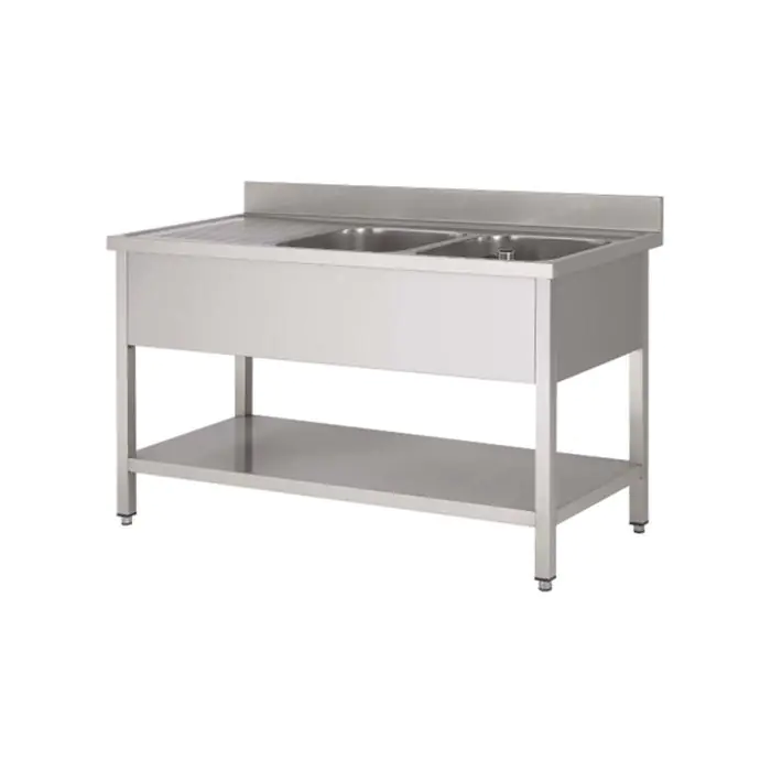 RVS Horeca Spoeltafel - Demontabel - 2 Bakken Rechts - Met Onderschap - G-Line RVS-M-00164 €479.00 RVS spoeltafels