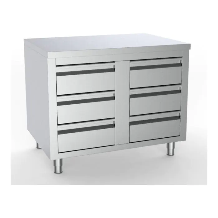 Werktafel met 6 laden - 100x70x85 cm 7333.0284 €695.14 RVS werktafel
