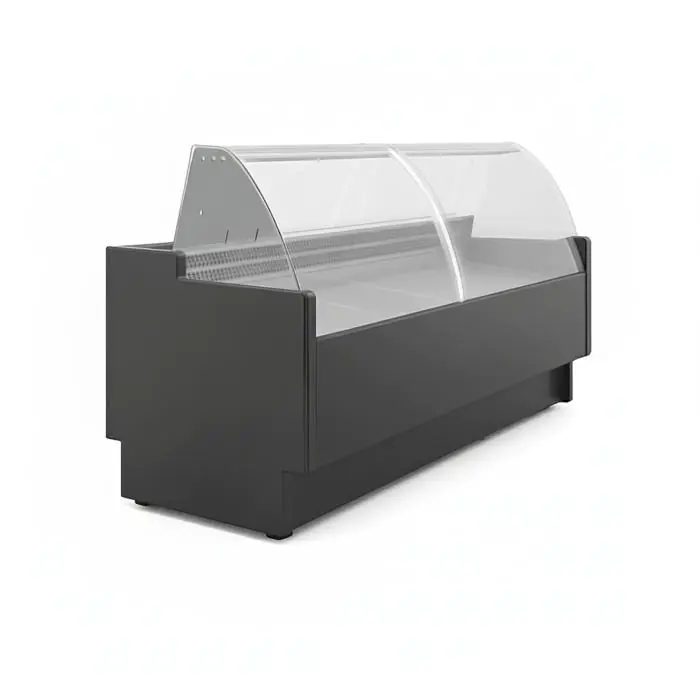 Koeltoonbank Vigo - Gebogen Ruit - B 150 CM - 230V - Zwart - Tecnodom VIGO90N150VVC9005 €1,899.00 Koeltoonbanken