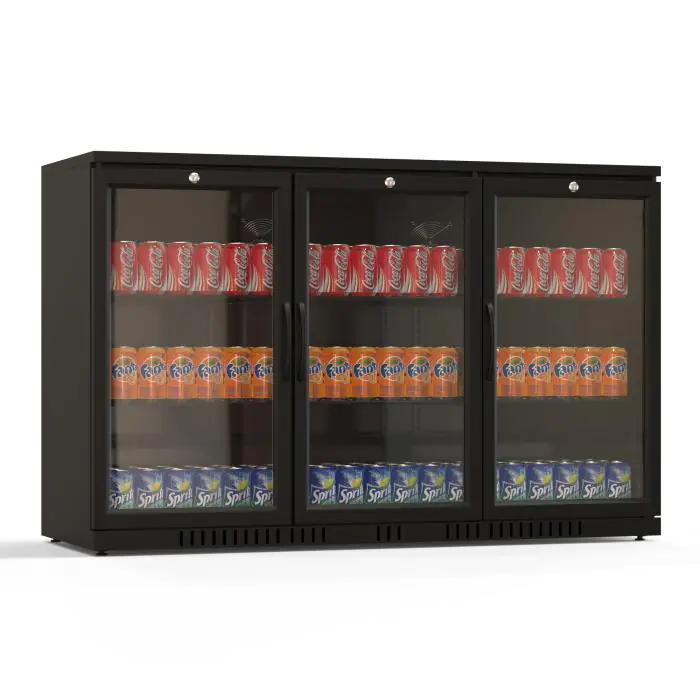 Barkoelkast - 254 Liter - 3-Deurs - Glazen Deur - Geventileerd - Zwart - G-Line HW-146876 €599.00 Koelkasten met glazen deur