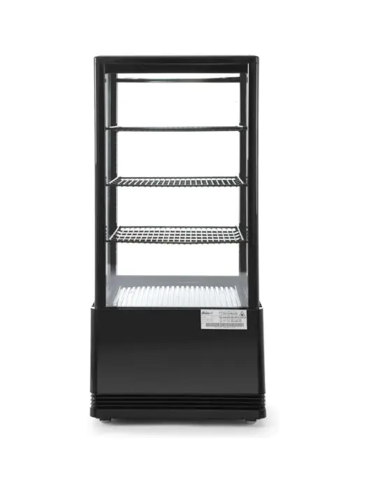 Koelvitrine - 78 Liter - Zwart - Tafelmodel - Display Kast - 3 Schappen - Hendi - 233658 233658 €418.02 Koelvitrine