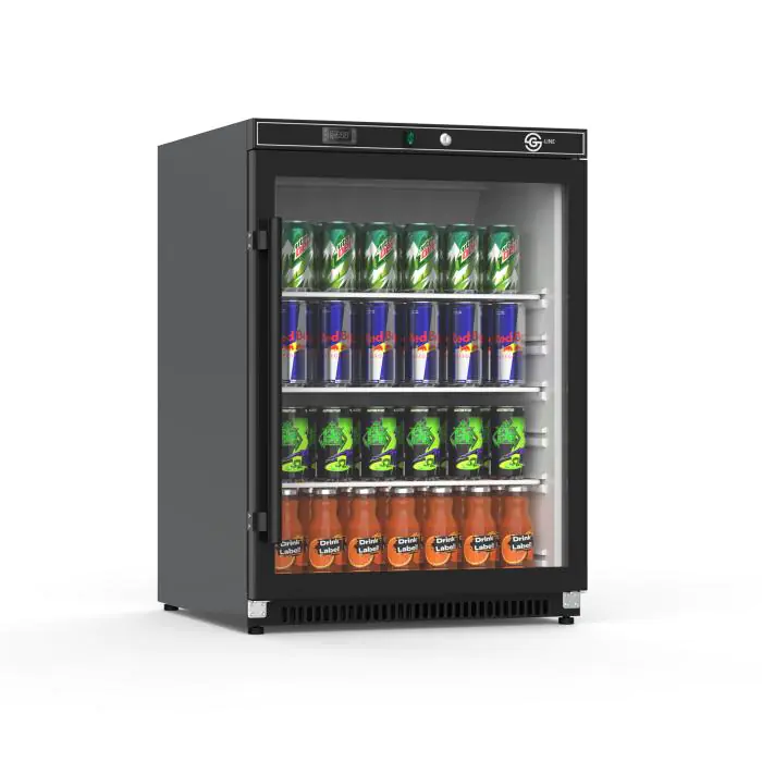 Koelkast Mini - 200 Liter - 1-Deurs - Glazen Deur - Geventileerd - Zwart - G-Line GL-156031 €429.00 Koelkasten met glazen deur