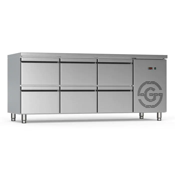 Koelwerkbank - 6 Lades - RVS - 230V - H 85 x B 179.2 x D 70 CM - G-Line GL-167739 €2,599.00 Koelwerkbanken