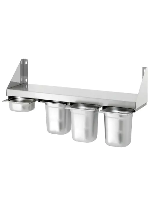 Wandschap - 4 x 1/6 GN - RVS - B 80 x D 20 CM - G-Line 27604 €99.00 RVS wandplanken