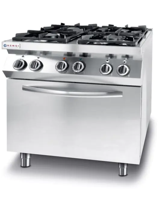 Gasfornuis Kitchen Line 4 pits met elektrische heteluchtoven GN 1/1 - RVS - H 90 X 70 X 80 CM - Hendi - 225882 225882 €1,990.36 Gasfornuizen met oven